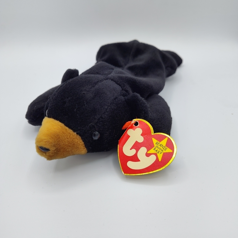 RETIRED RARE!! Ty "Blackie" Beanie Baby Black Bear Plush Toy. Original Hangtag - Picture 2 of 5